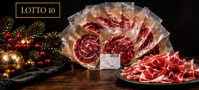 Lotto 10 Collezione Natale 2026: tagliato a coltello 50% ibérico de bellota