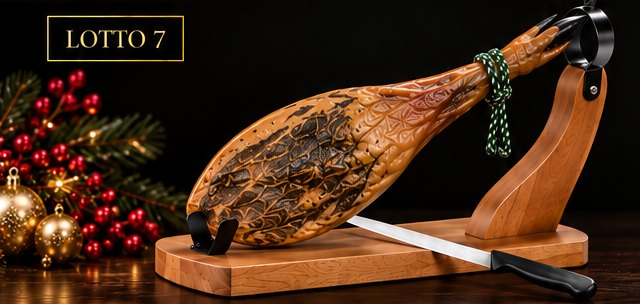Lotto 7 Collezione Natale 2026: spalla 50% ibérica de cebo de campo con morsa e coltello