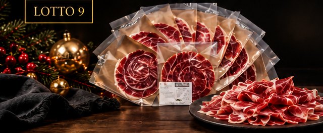 Lotto 9 Collezione Natale 2026: tagliato a coltello 100% ibérico de bellota